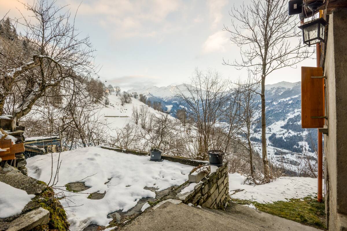 Snowy Petit Combin view from the terrace